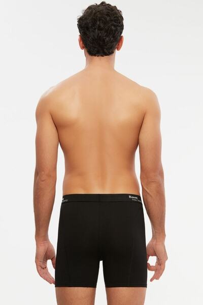 Kom Erkek Penye Likra Compact Uzun Boxer Çift Düğmeli 6 Lı Siyah S-3xl