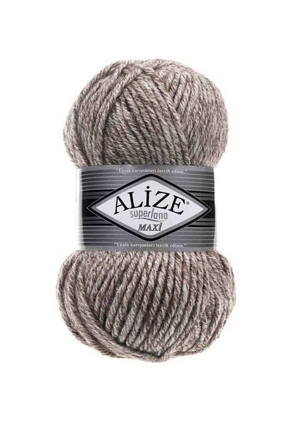 Alize Milk Coffee Colored Superlana Maxi Knit - 803 Model Jaspe Decorated Lanyard Wool