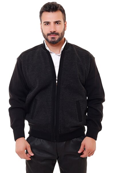 KARBEY TRİKO Battal Lined Steel Knitted Knitwear Coat