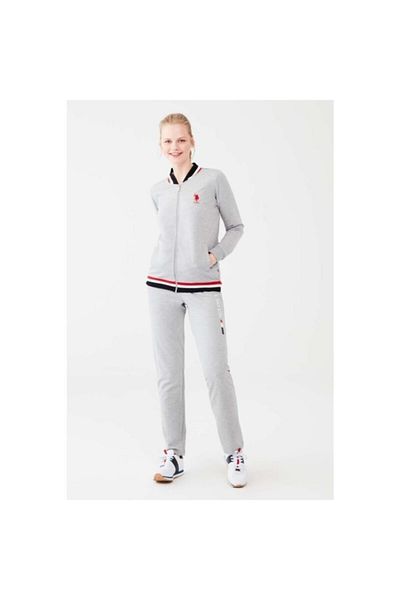 U.S POLO Us Polo Assn 16614 - Women's Gray Zippered Tracksuit Set