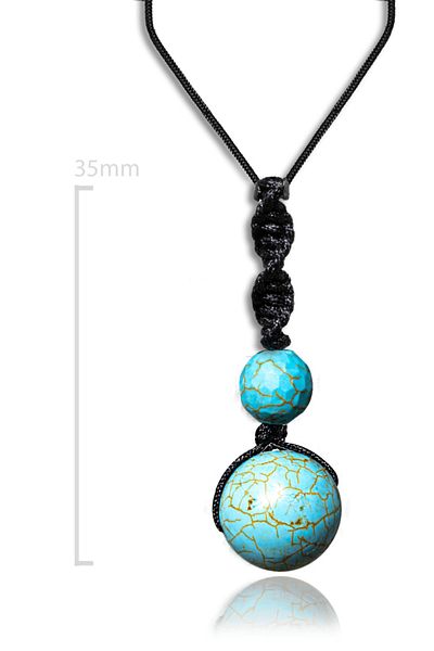 Tesbih Atölyesi Certified Adjustable Natural Turquoise Stone Necklace