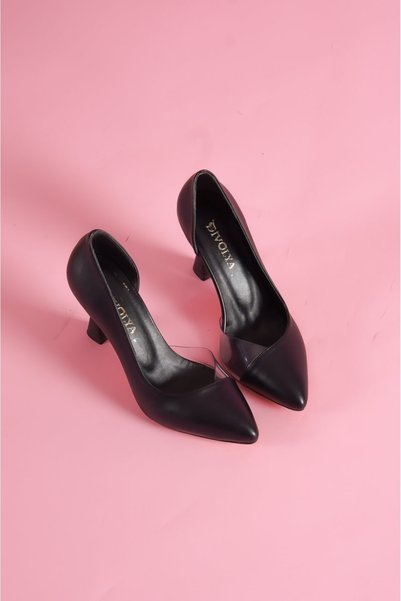 DİVOLYA Violet Negru Deget Transparent Detaliat Utilizare zilnică Stiletto
