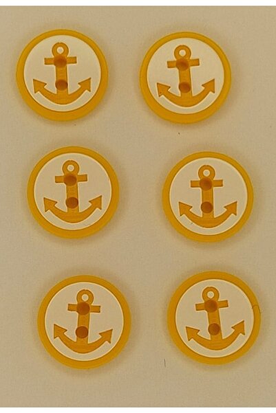 Turuncu Tuhafiye 6'lı Bebek Yeleği Düğme Seti 1.5 Cm Çıpa