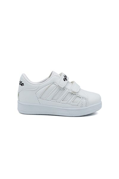 Wordex Alb - Pantofi Sport pentru Copii Efol Unisex Velcro Pantofi 4 Dungi