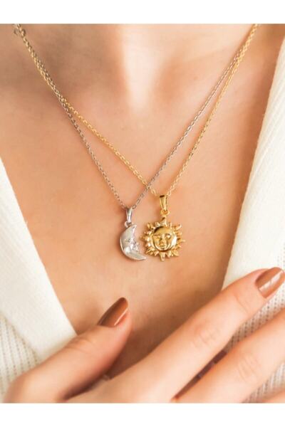 Shopiolog الشمس والقمر عاشق صديق زوجين قلادة