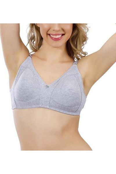 Liza Underwear Women's Gray Combed Cotton Gathering Seamless Bra