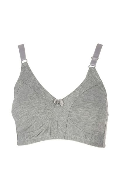 Liza Underwear Women's Gray Combed Cotton Gathering Seamless Bra