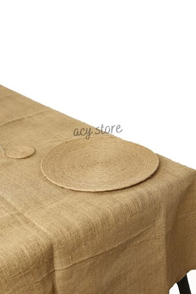 ACY STORE Jute Tablecloth 150 X 300 cm Size Straw Fabric Plain Model 1 Piece