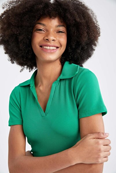 DeFacto Μίνι φόρεμα με κοντό μανίκι πόλο