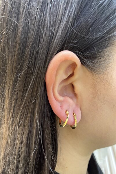 ŞAMLI ERDOĞAN 14 Ayar Altın Mini Oval Bombeli Halka Küpe