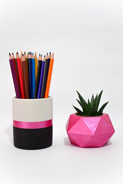 PAYATASARIM Beton Ofis Seti Kalemlik Saksı Kaktüs