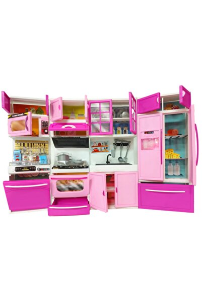 Genel Markalar 4 LÜ MUTFAK SETİ KİTCHEN SET KIZ OYUNCAK 4 ÜNİTE BUZDOLABI+LAVABO+FIRIN+BULAŞIK MAKİNASI