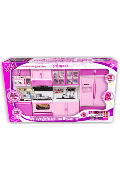 Genel Markalar 4 LÜ MUTFAK SETİ KİTCHEN SET KIZ OYUNCAK 4 ÜNİTE BUZDOLABI+LAVABO+FIRIN+BULAŞIK MAKİNASI