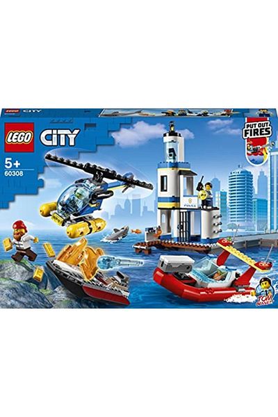 LEGO ®   City Marine Police and Fire Department 60308 Construction Set; Toy Set Made of Parts