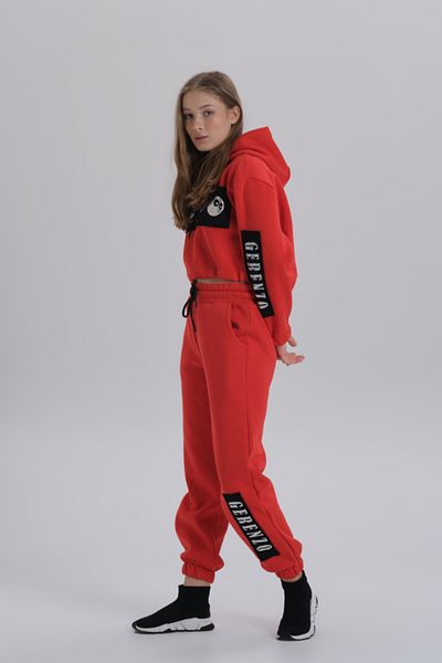 DAVID&GERENZO Red Print Detailed Oversize Three Thread Tracksuit Set
