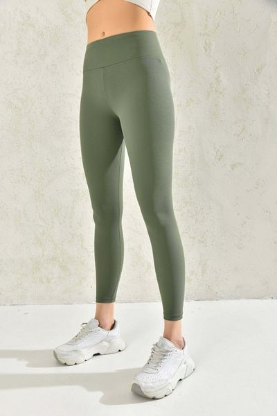 VOLT CLOTHİNG Extra elastické khaki punčochové kalhoty s vysokým pasem a zotavením