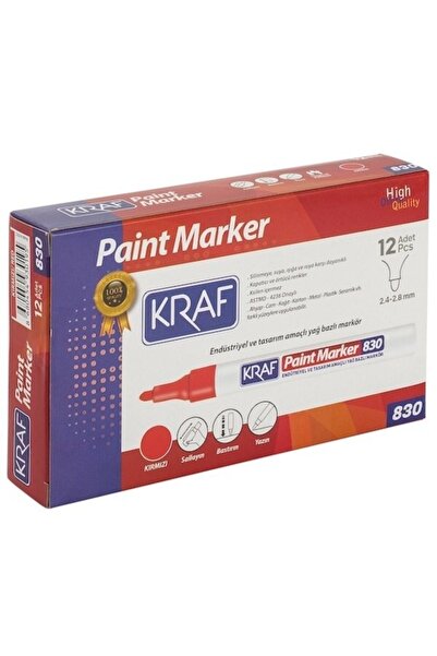 KRAF 830 Paint Markör Kalem Kırmızı 12'li