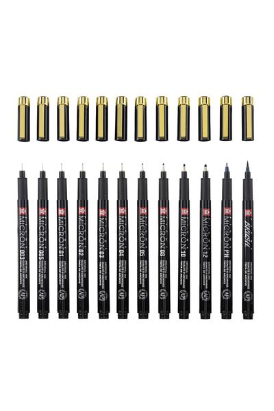 Sakura Pigma Micron Technical Pen Black & Gold Edition Set of 12