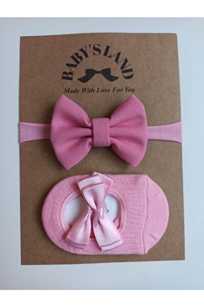 Babyland Set de 2 șosete de balerină roz pentru fetiță, cu fundă de in, roz