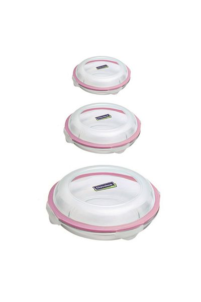 Glasslock 3 Pieces Round Plus Glass Storage Container