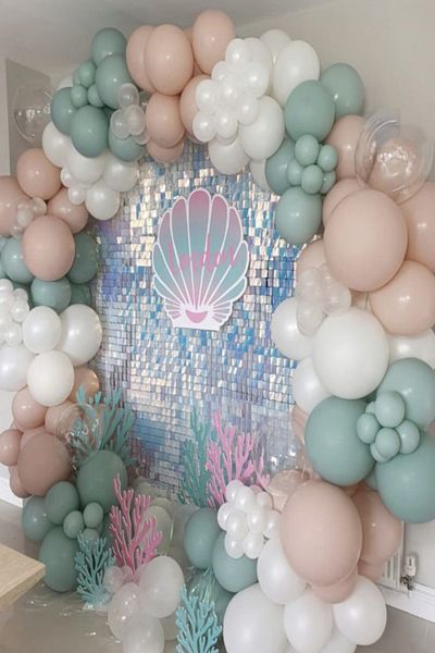 Trend Hediye Sepeti Mermaid Concept Pastel Balloon Chain 100 Pieces Retro