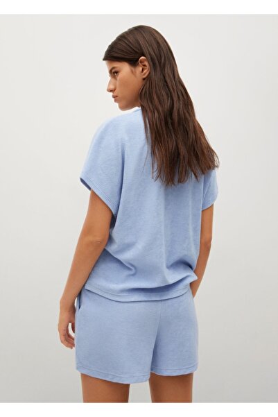 MANGO Woman Tricou polo țesut cu prosop din bumbac