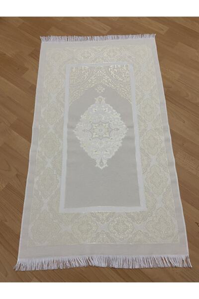 AYHANHOME Cream Kaaba Patterned Prayer Rug Set, Prayer Rug, Pearl Prayer Beads Gift