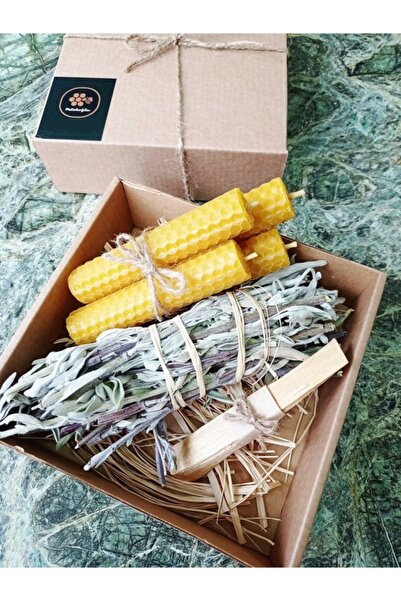Petekoğlu Sertifikalı Palo Santo Adaçayı Doğal Petek Balmumu Mum Seti