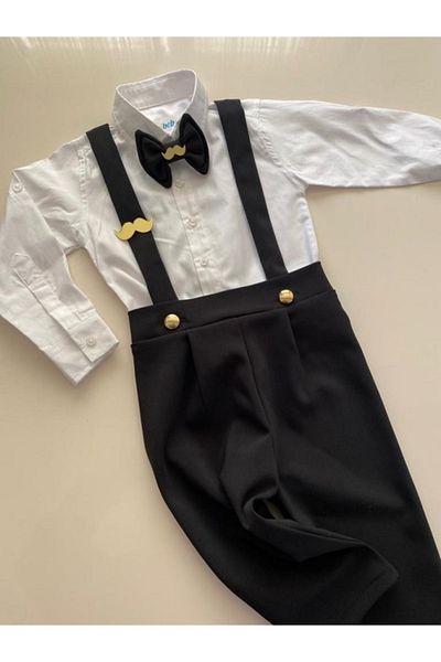 tubibebe Black - Gold Detailed Salopette Set - Special Occasion Costume