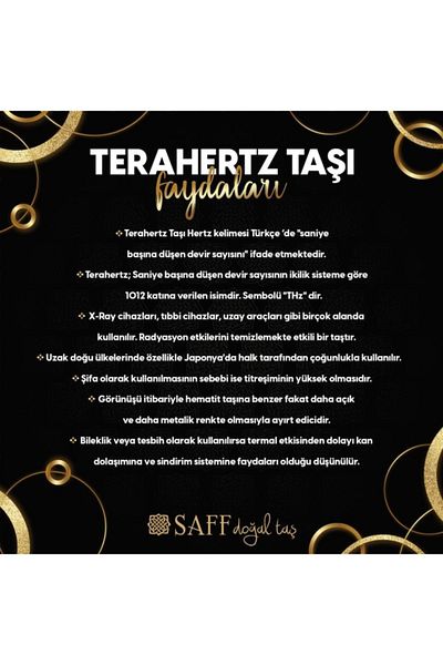 Saff Doğal Taş Certified Terahertz Natural Stone Square Bracelet201697