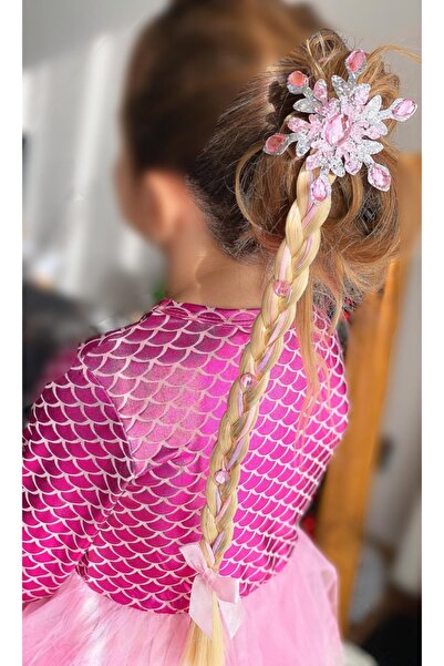 QUEEN AKSESUAR Elsa Anna Frozen Karlar Ülkesi Kristal Taşlı Kar Tanesi Örgü T...