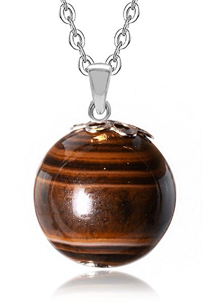 Tesbih Atölyesi Natural Brown Agate Stone Necklace