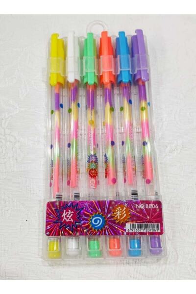 Febel مجموعة أقلام حبر جاف ملونة بألوان قوس قزح مكونة من 6 قطع