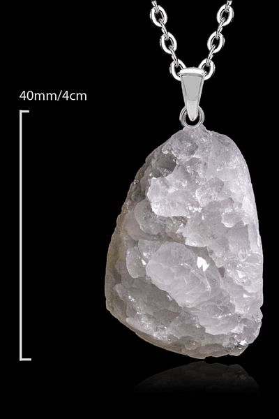Tesbih Atölyesi Certified Raw Piece Natural Crystal Quartz Stone Pendant