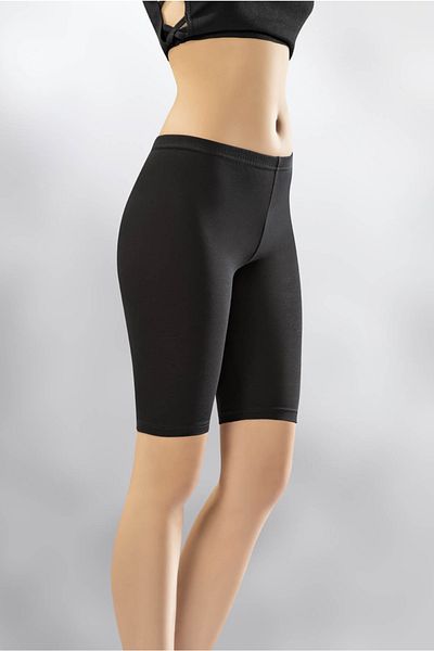 Galeri Vittrin Elite Colanți scurti cu talie înaltă din lycra din țesătură neagră pieptănată peste genunchi