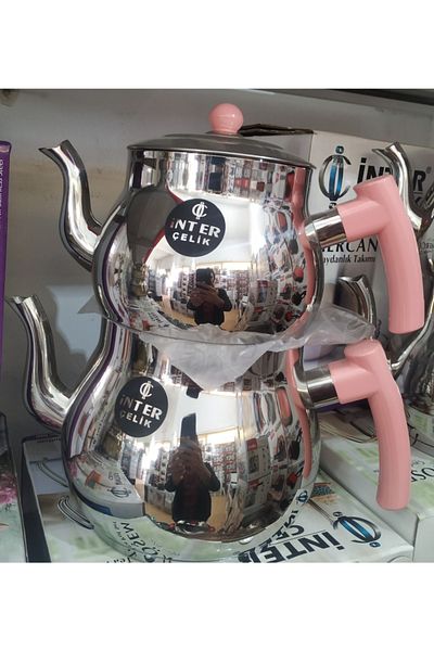 İnter Steel Teapot Coral Model Medium Size Teapot Pink