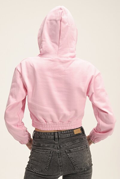 PUNKY CAT Жіночий рожевий худі з капюшоном і флісовою підкладкою
