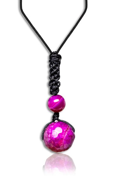 Tesbih Atölyesi Certified Adjustable Natural Purple Agate Stone Necklace