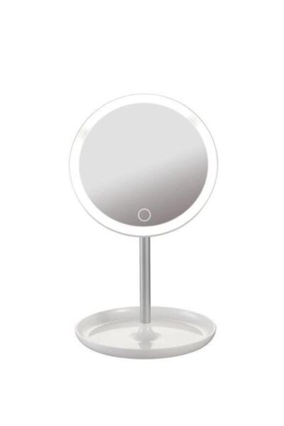 NEWSTORE HOME Dokunmatik Led Işıklı Usb Li Yuvarlak Masa Üstü Makyaj Aynası