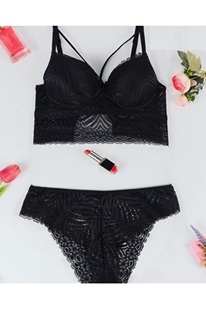 miss nergiz lingerie Довгий чорний бралет - без підкладки та наповнювача, ком...