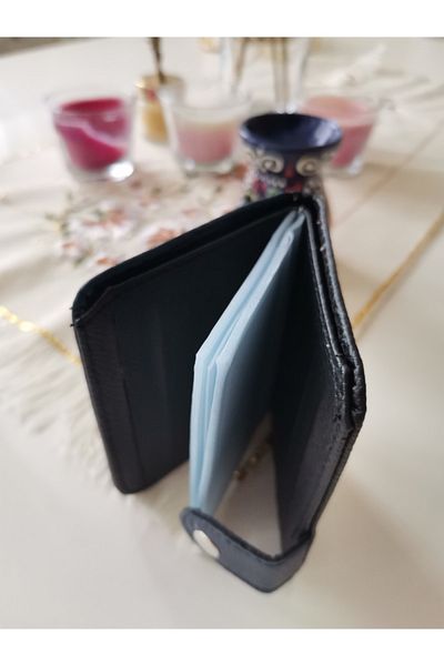 MKM Navy Blue Snap Card Holder
