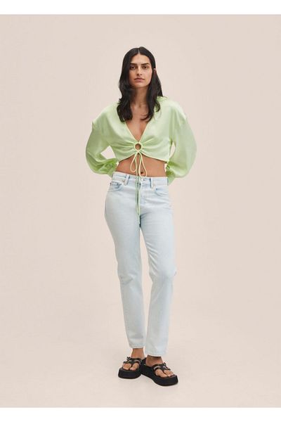 MANGO Woman Kurze Satinbluse