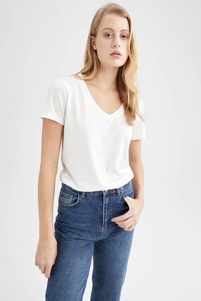 DeFacto Regular Fit V-Neck Short Sleeve T-Shirt