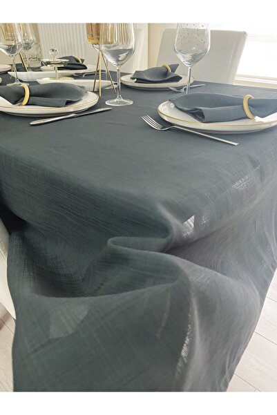 Zeren Home Скатертина з бегонії без ниток, виглядає як льон, димчасто-сіра