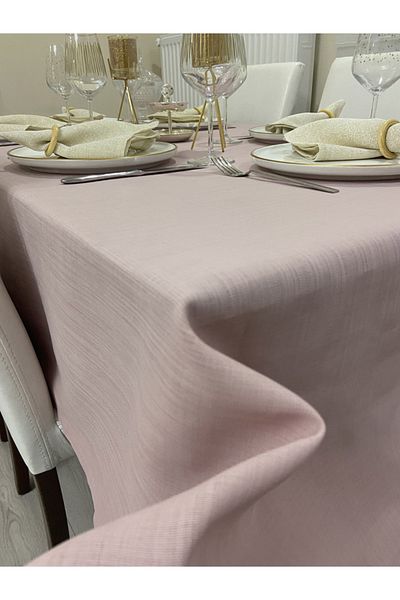 Zeren Home Linen Look Glitterless Bougainvillea Tablecloth Powder Pink 25 Pieces