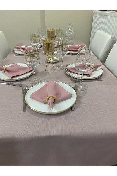 Zeren Home Linen Look Glitterless Bougainvillea Tablecloth Powder Pink 25 Pieces