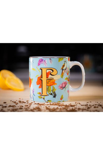 The Mia Floragram Mug Letter F