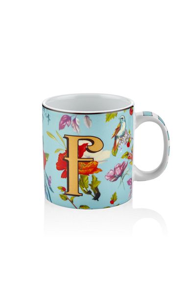 The Mia Floragram Mug Letter F