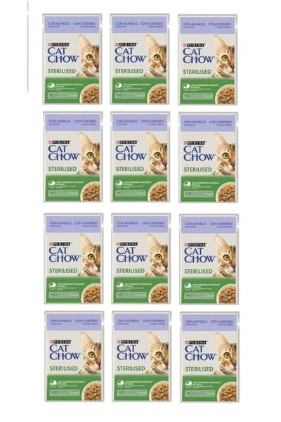 Cat Chow Kısır Kediler Için Kuzu Etli Ve Yeşil Fasulyeli Yaş Mama 85 Gr X 12 Adet