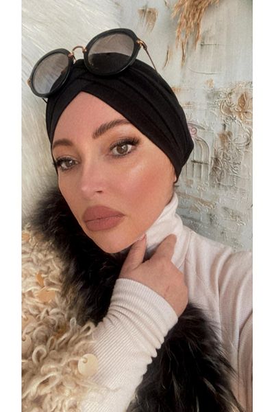 Nilbutik Crossed Three-Striped Ready-made Turban Bonnet